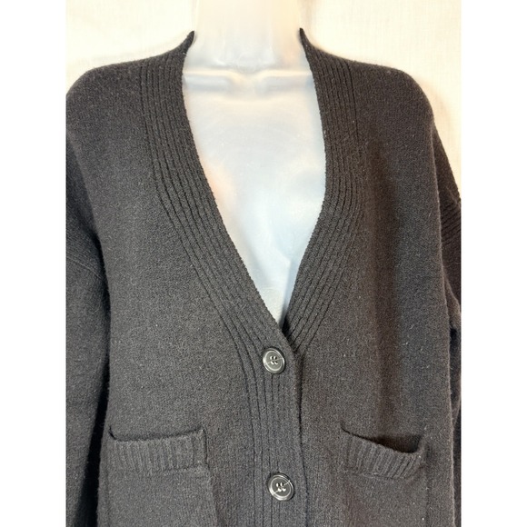 J.Crew Womens M Black Merino Alpaca Blend Cardigan V Neck Button Front - Picture 2 of 11